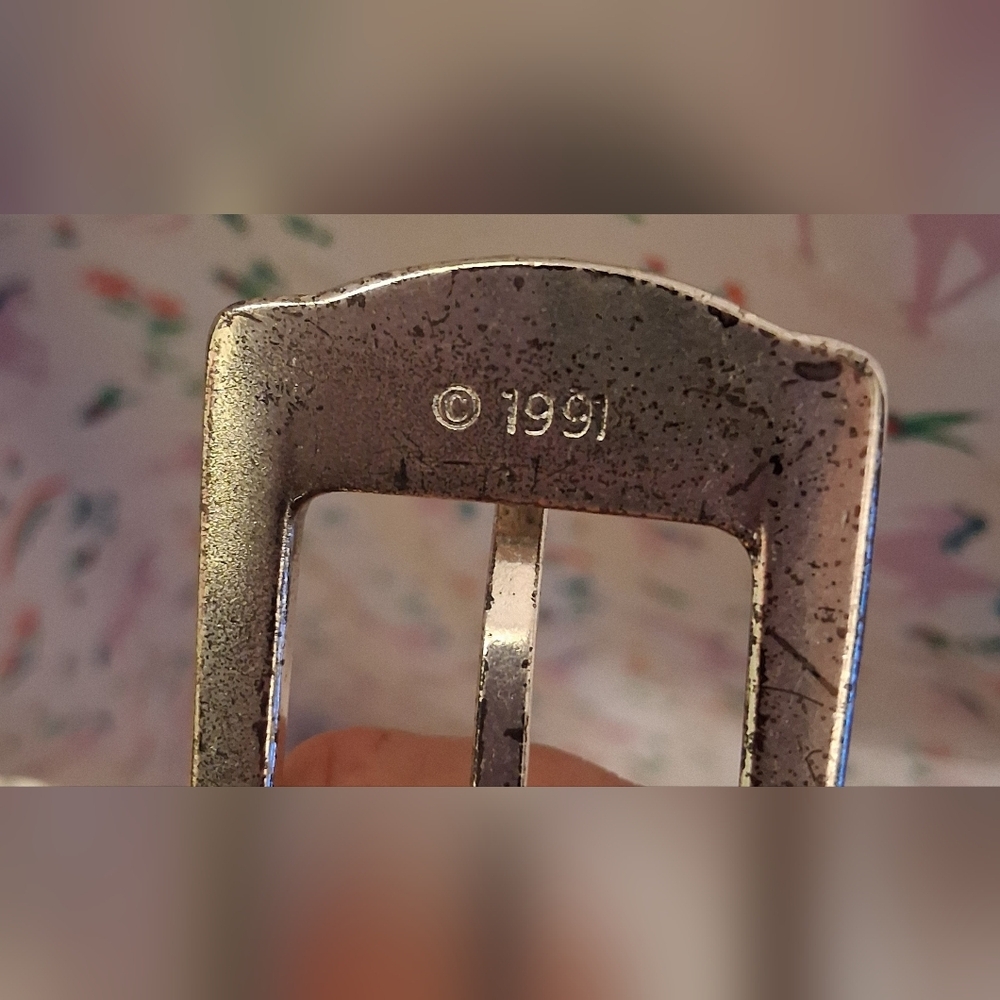 EUC Vintage 1991 Brighton White Leather & Silver Concho Stitch Boho Belt 36.5in - Picture 7 of 7